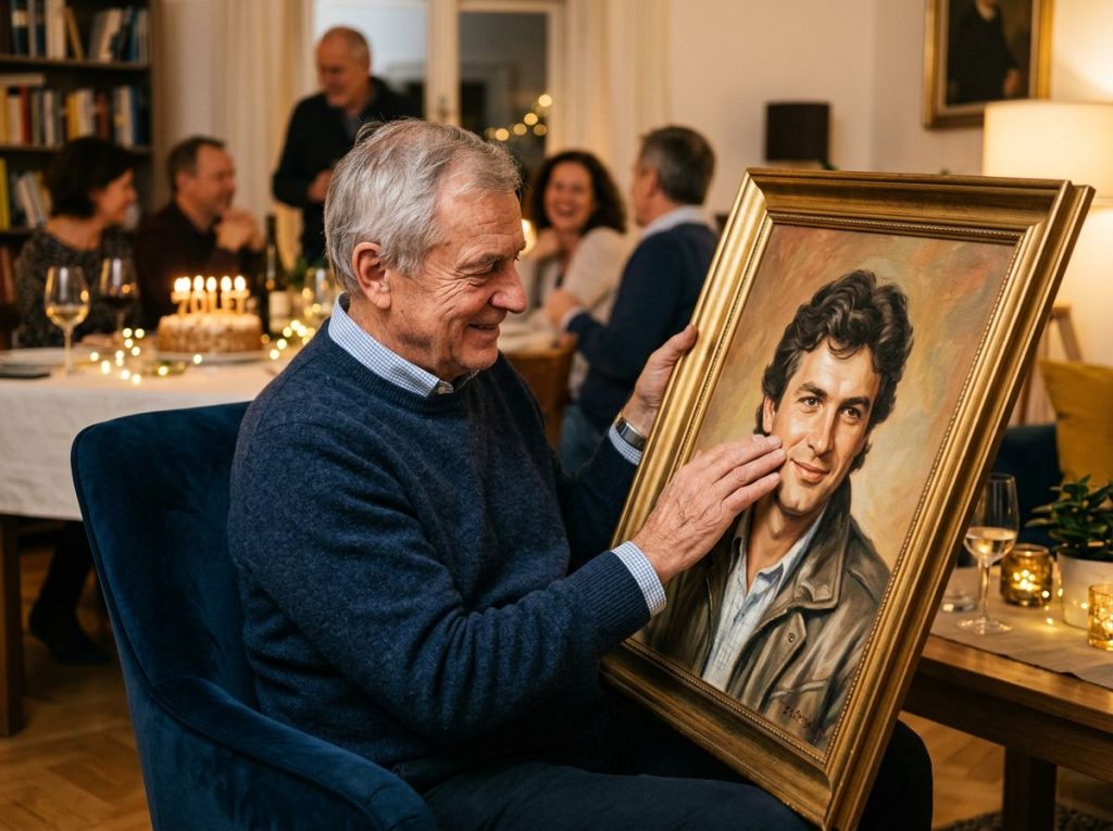 Dárek k jubileu a kulatinám v podobě ručně malovaného portrétu na zakázku.