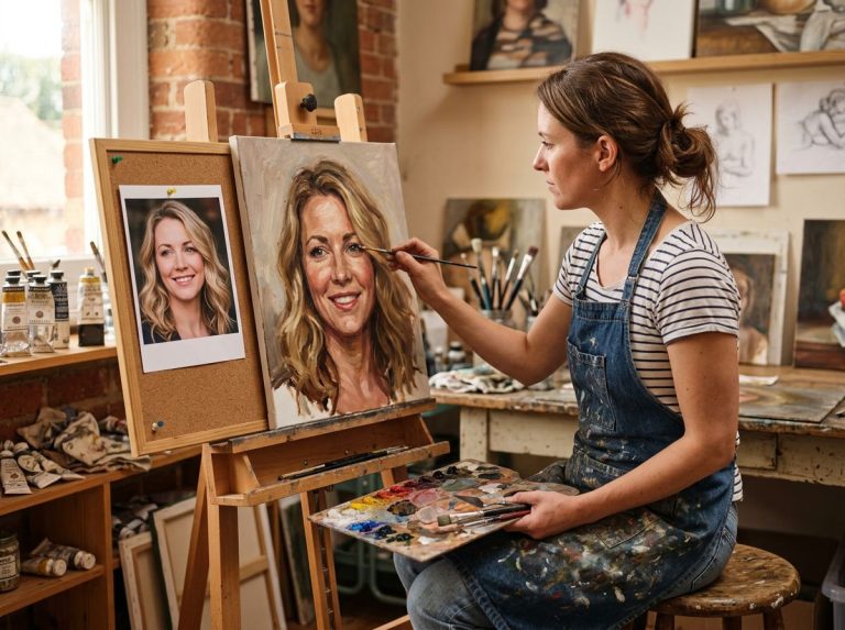 malování obrazu podle fotky – ukázka ruční malby portrétu podle fotografie