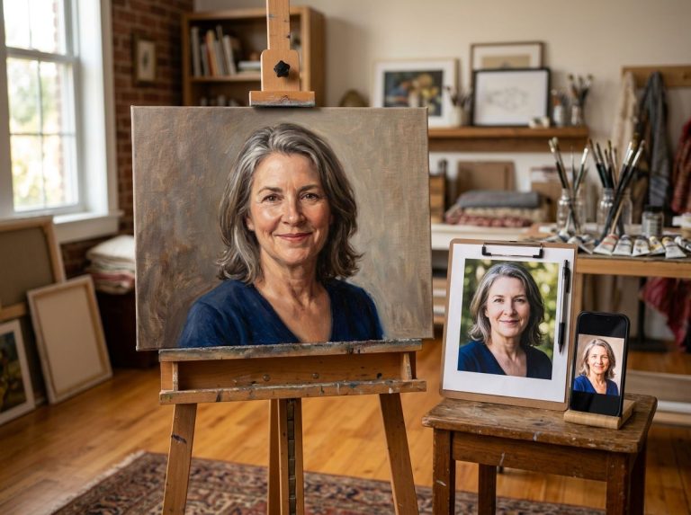 garance spokojenosti – ruční malba obrazu podle fotografie v ateliéru