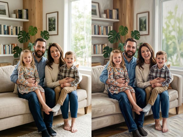 Ukázka obraz podle fotky cena – rodinný portrét na plátně