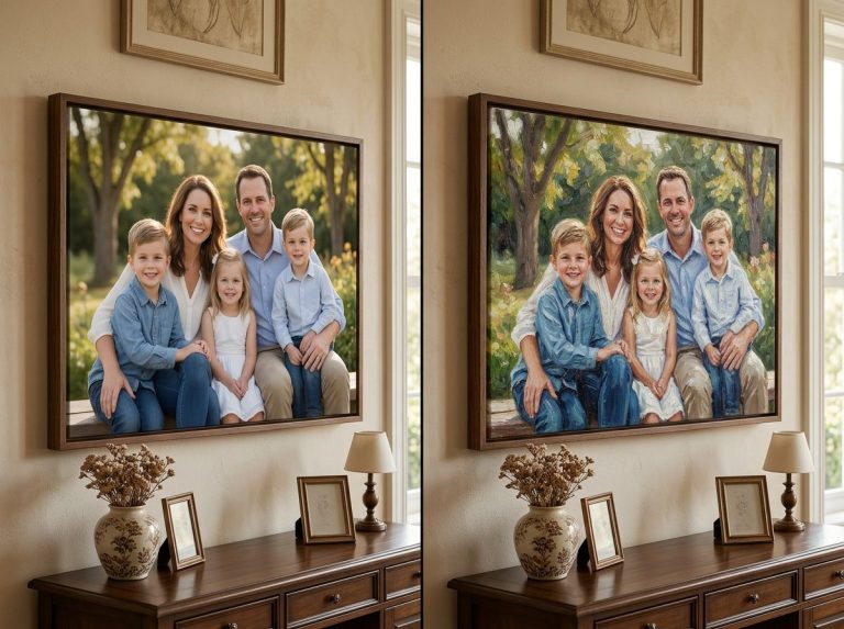 Porovnání obraz podle fotky tisk nebo malba na plátně