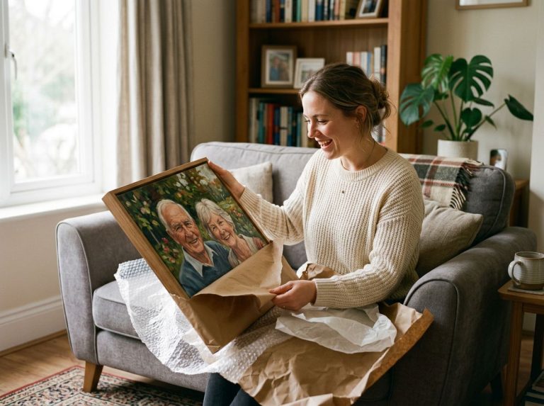 obraz podle fotky – zákazník porovnává malbu s fotografií doma